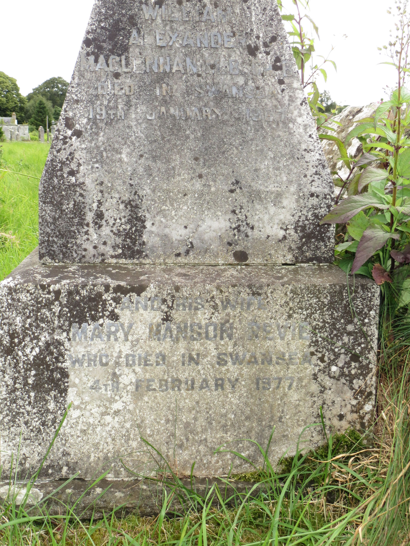 Photo of headstones/William Alexander McLennan d 1967 MI Urquhart & Logie Wester